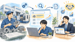 製造業のSEO対策のイメージ（技術キーワードの検索から商談につなげる）